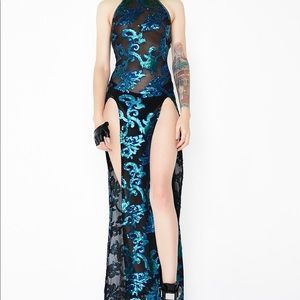 Dolls kill sequin mesh gown